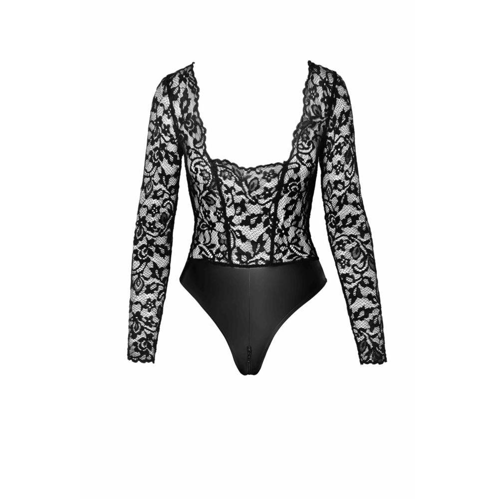 Боди Noir Handmade F296 Psyche bodysuit of lace and wetlook - XL