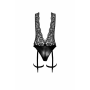 Боди Noir Handmade F297 Libido Deep-V bodysuit with collar, pearl chain and garter - XL