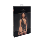 Боди Noir Handmade F297 Libido Deep-V bodysuit with collar, pearl chain and garter - XL