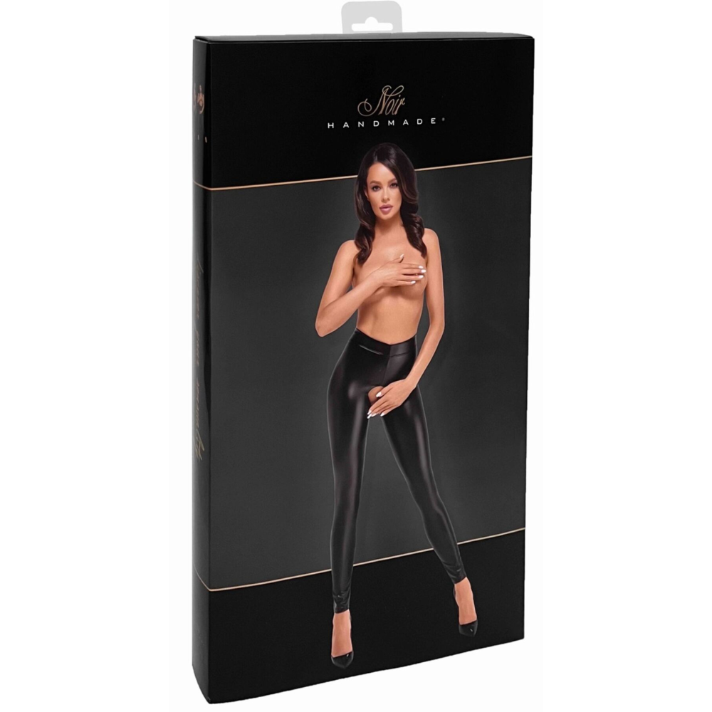 Лeггинсы Noir Handmade F304 Taboo wetlook leggings with open crotch and bum - 3XL