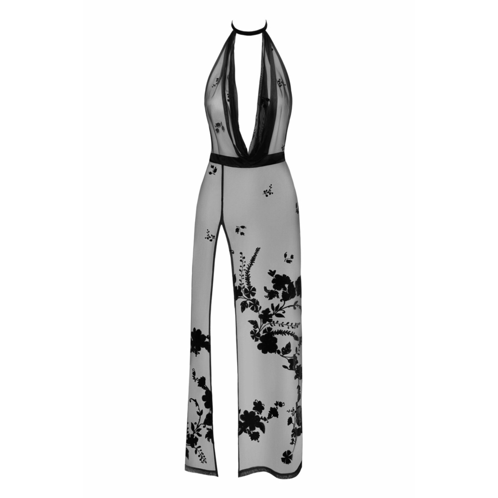 Платье Noir Handmade F312 Divinity long flocked mesh dress with open back - L