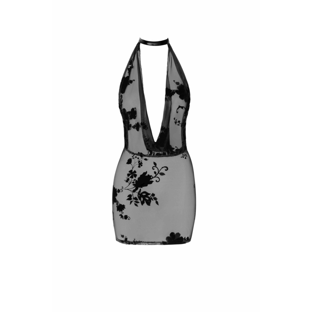 Платье Noir Handmade F313 Mythos mini flocked mesh dress with jewelry rhinestone chain - XL