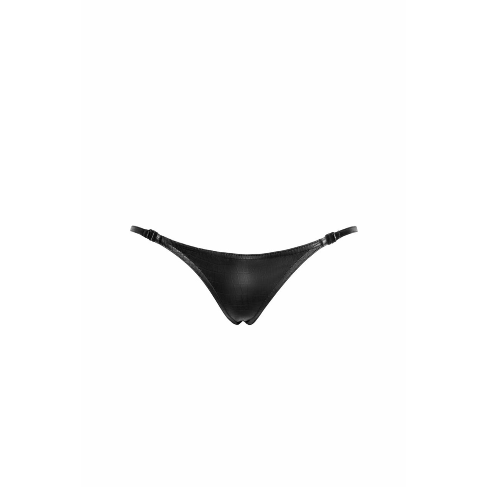 Трусики Noir Handmade P012 Wild crocodile wetlook thong with double opening - XXL