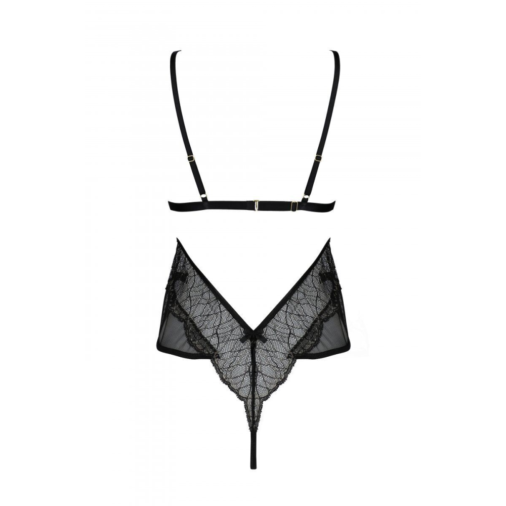 Боди Passion AMBERLY BODY black, L/XL, открытая спина, низ стринги