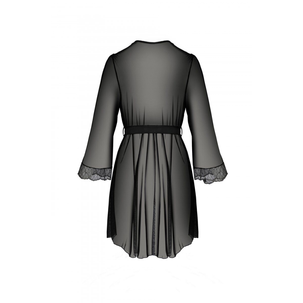 Пеньюар Passion AMBERLY PEIGNOIR black, L/XL, пояс в комплекте