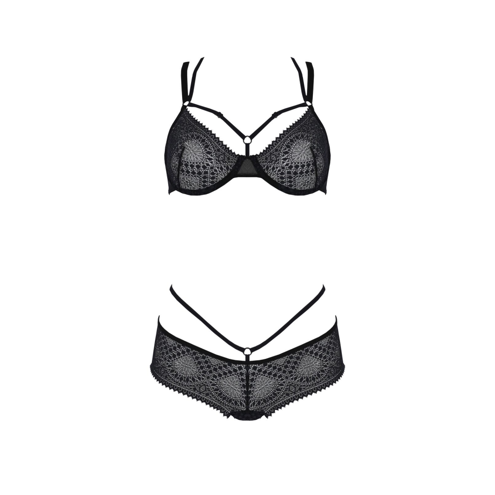 Комплект Passion DROSERA BIKINI black, S/M, бюстгальтер и трусики-кюлоты