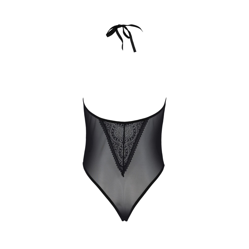 Боди Passion DROSERA BODY black, S/M, высокие вырезы, верх на завязках