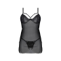 Пеньюар Passion DROSERA CHEMISE black, S/M, кружевной лиф со стрепами, трусики в комплекте