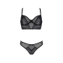 Комплект Passion DROSERA SET black, L/XL, сетка+кружево, бюстье и трусики танга