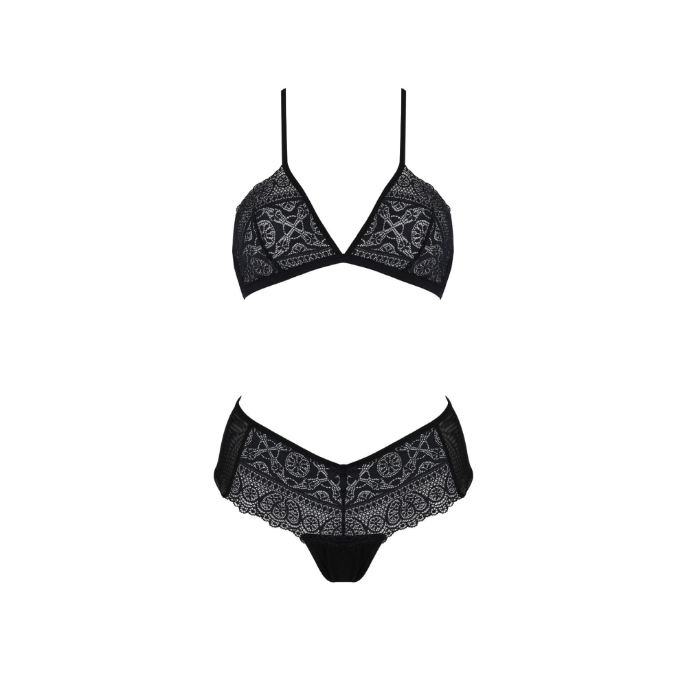 Комплект Passion KERRIA BIKINI black, XXL/XXXL, бралетт и трусики-бикини