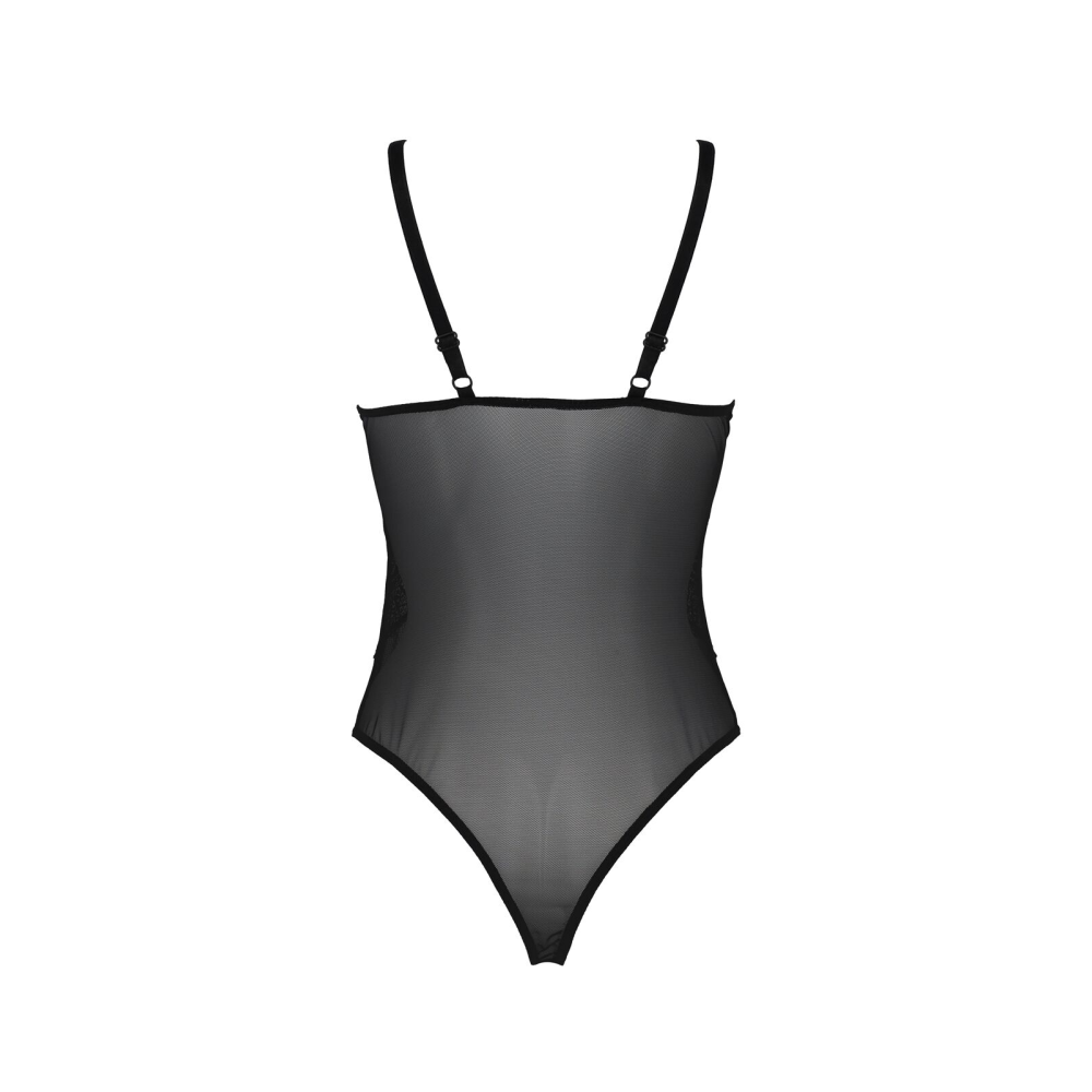 Боди Passion KERRIA BODY black, XXL/XXXL, с высокими вырезами и верхом балконет