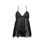 Пеньюар Passion KERRIA CHEMISE black, XXL/XXXL, кружевной верх, трусики в комплекте