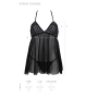 Пеньюар Passion KERRIA CHEMISE black, XXL/XXXL, кружевной верх, трусики в комплекте
