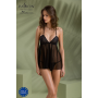 Пеньюар Passion KERRIA CHEMISE black, XXL/XXXL, кружевной верх, трусики в комплекте