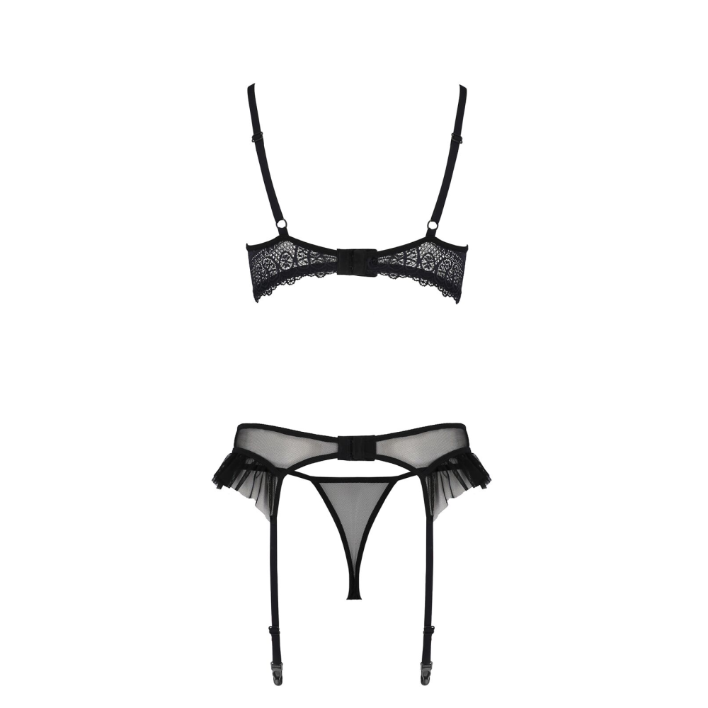 Комплект Passion KERRIA SET WITH OPEN BRA black L/XL - ECO Passion