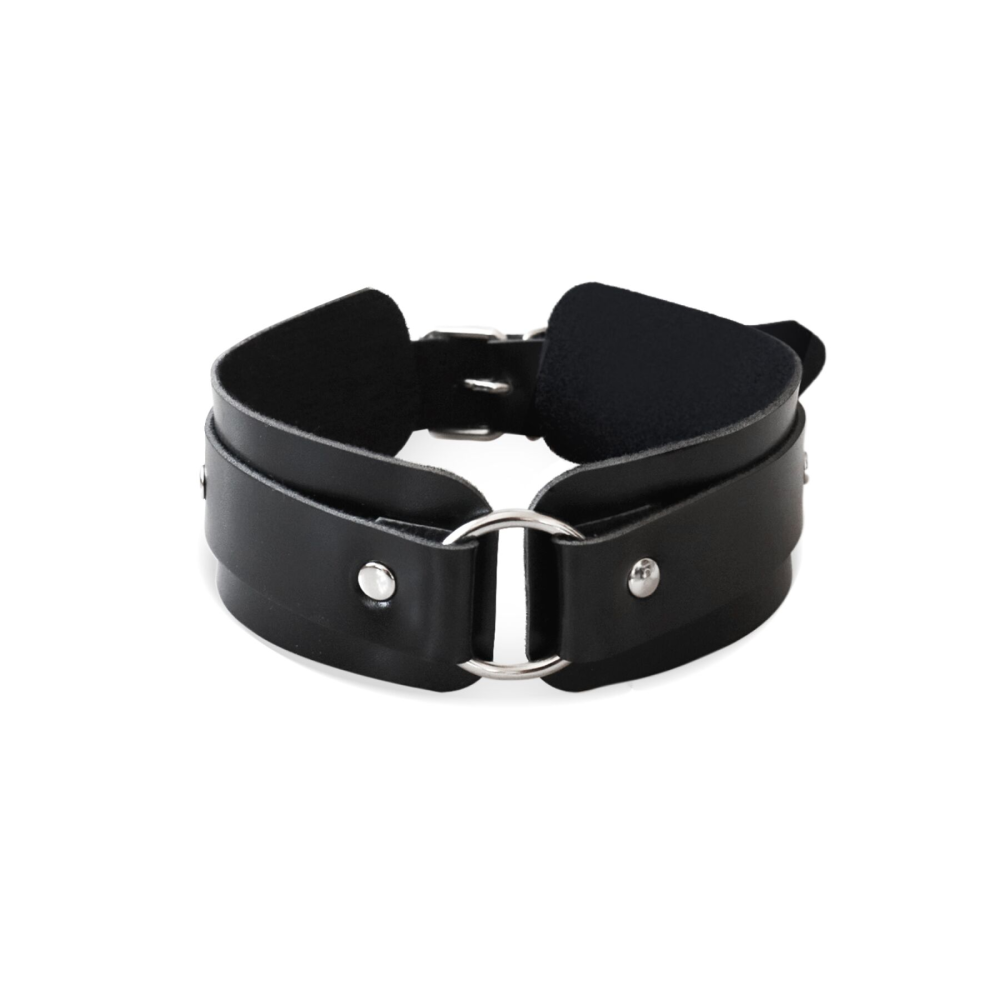 БДСМ-ошейник с кольцом Art of Sex - Martina Collar with ring, натуральная кожа, цвет черный
