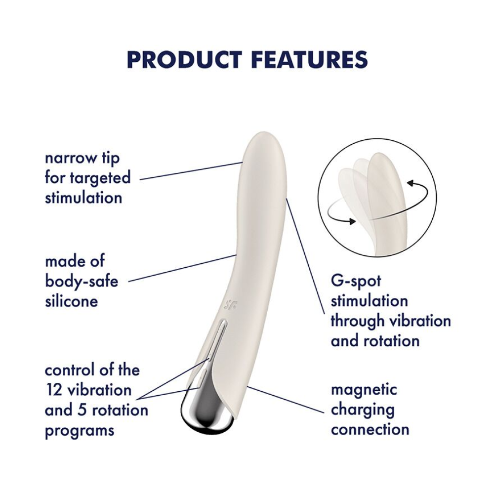 Вибратор точки G с вращением Satisfyer Spinning Vibe 1 Beige, 2 мотора