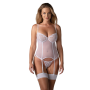 Корсет Obsessive Alissium corset & thong, M/L, гибкие косточки, открытая спина, стринги в комплекте