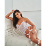 Корсет Obsessive Alissium corset & thong, M/L, гибкие косточки, открытая спина, стринги в комплекте