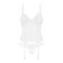 Корсет Obsessive Alissium corset & thong, M/L, гибкие косточки, открытая спина, стринги в комплекте