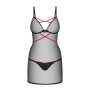 Пеньюар Obsessive Novenes chemise & thong, XS/S, облегающий, прозрачный, со стрепами, стринги в комп