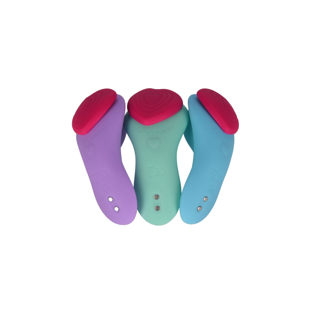 Вибратор в трусики FairyGasm HeartGem blue, на магните, пульт ДУ