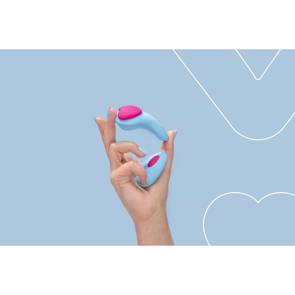 Вибратор в трусики FairyGasm HeartGem blue, на магните, пульт ДУ