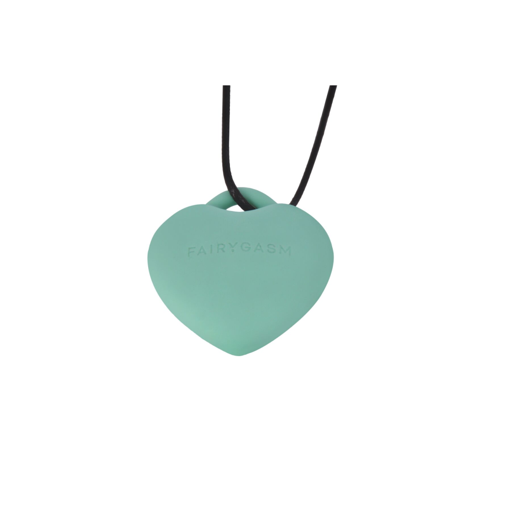 Мини-вибратор «Сердечко» FairyGasm PleasureStone green, 9 режимов, на шнурке