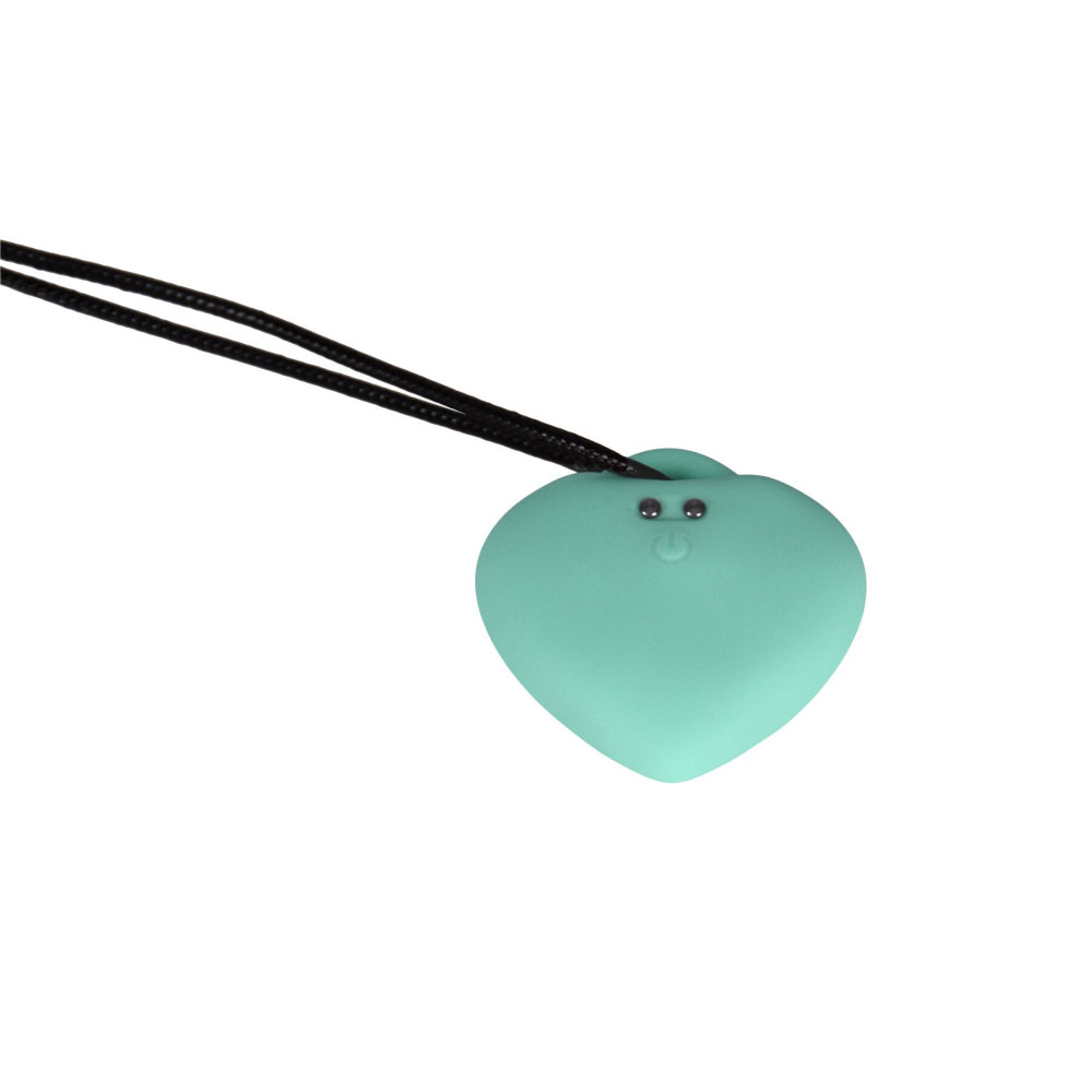 Мини-вибратор «Сердечко» FairyGasm PleasureStone green, 9 режимов, на шнурке