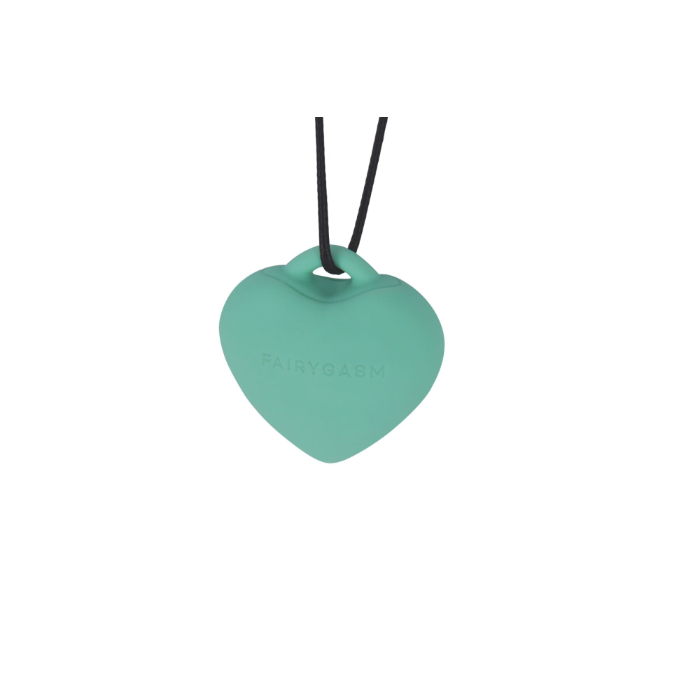 Мини-вибратор «Сердечко» FairyGasm PleasureStone green, 9 режимов, на шнурке