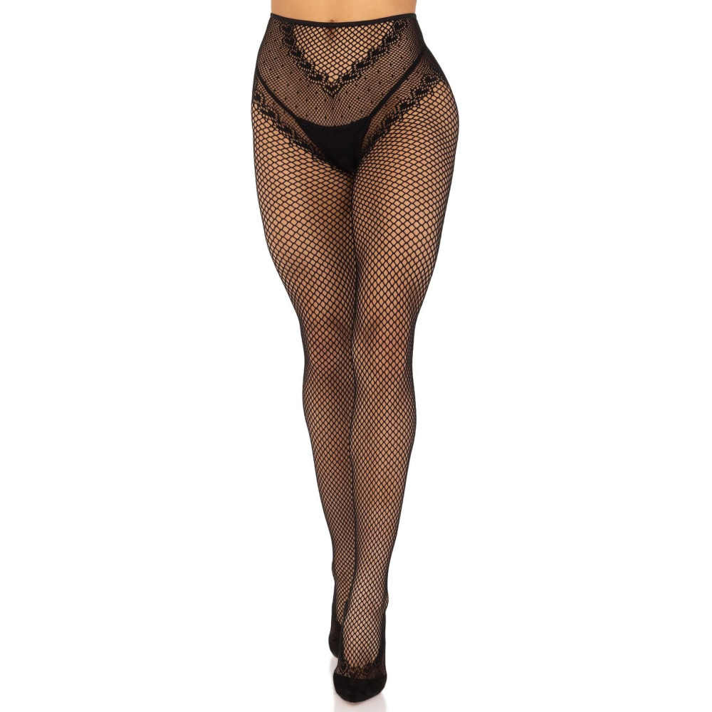 Чулки Leg Avenue Crotchless Net Tights with Heart Backseam Black One Size
