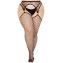 Чулки Leg Avenue Stokings with O-ring Attached Garter Belt Black 1X/2X
