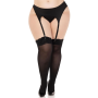 Чулки Leg Avenue Lace top opaque thigh highs Black 1X/2X
