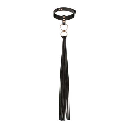 Ошейник с флоггером Rosy Gold - Collar with Flogger - Black