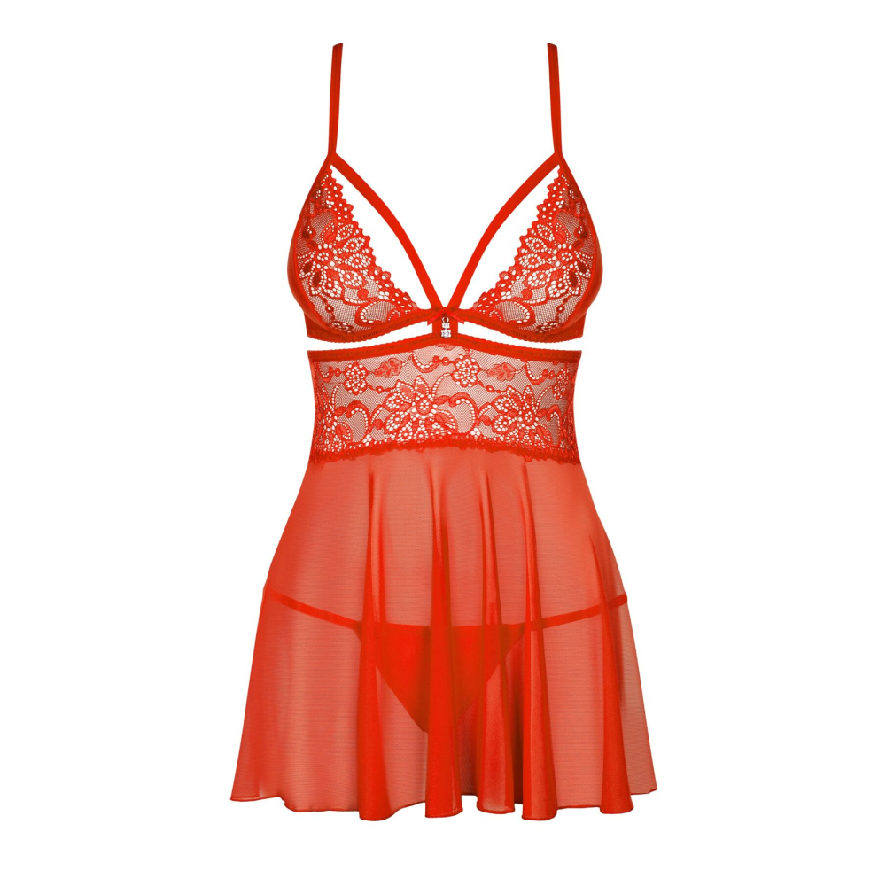 Бэби-долл Obsessive 838-BAB-3 babydoll & thong red 2XL/3XL