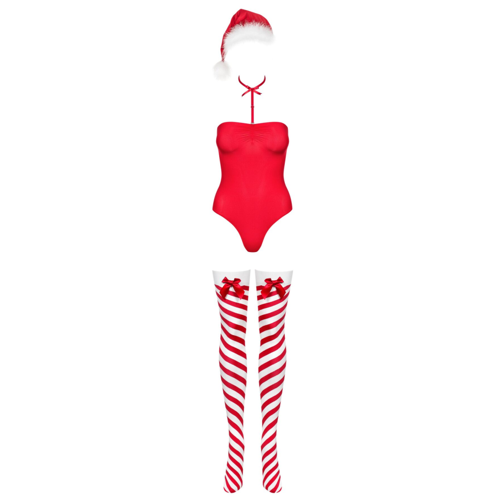 Боди Obsessive Kissmas teddy red S/M