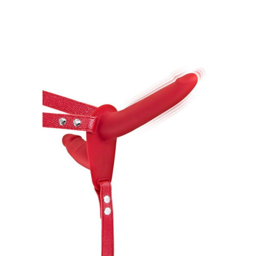 Двойной страпон с вибрацией Fetish Tentation Vibrating Strap-On with Double Dildo Red