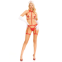 Портупея с чокером и гартеры Leg Avenue 2PC Vegan Leather Nurse Harness Teddy and Headband Red S