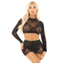 Комплект Leg Avenue Rhinestone Crop Top and Mini Skirt One Size, Black