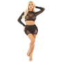 Комплект Leg Avenue Rhinestone Crop Top and Mini Skirt One Size, Black
