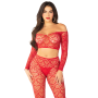 Комплект Leg Avenue Off The Shoulder Top and Footless Tights One Size, Red