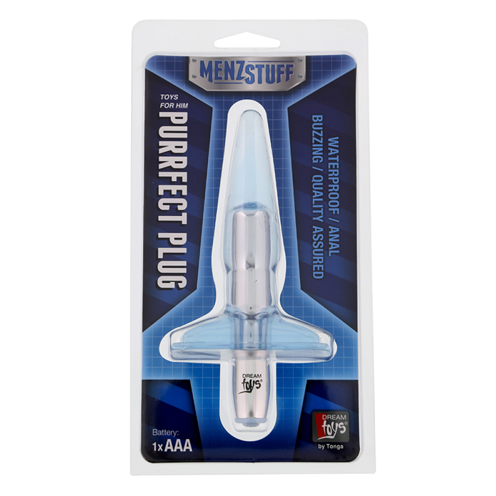 Плаг с вибрацией MENZSTUFF PURRFECT PLUG, CLEAR BLUE