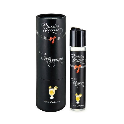 Массажное масло Plaisirs Secrets Pina Colada (59 мл) с афродизиаками, съедобное, подарочная упаковка Массажное масло Plaisirs Secrets Pina Colada (59 мл) с афродизиаками, съедобное, подарочная упаковка