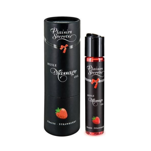 Массажное масло Plaisirs Secrets Strawberry (59 мл) с афродизиаками, съедобное, подарочная упаковка