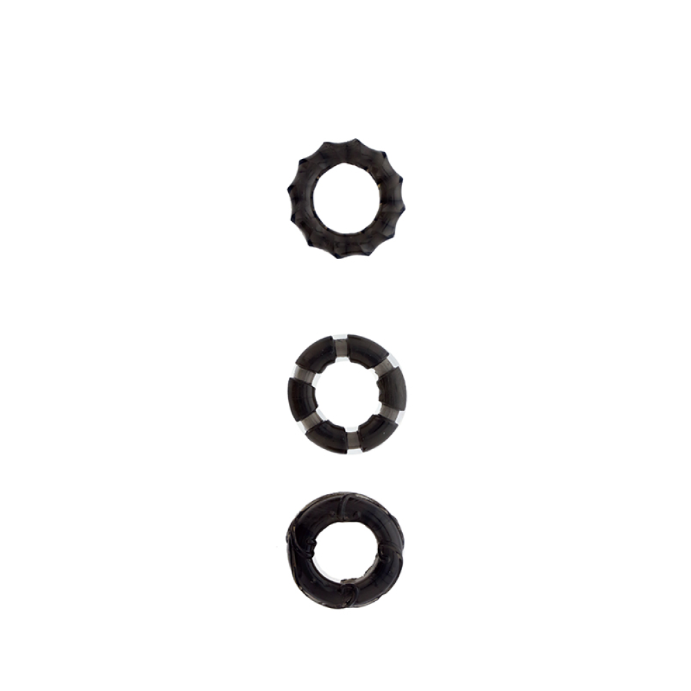 Набор колец MENZSTUFF STRETCHY COCK RINGS, SMOKE