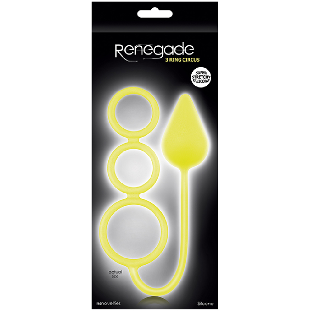 Анальная пробка RENEGADE 3 RING CIRCUS MEDIUM, YELLOW