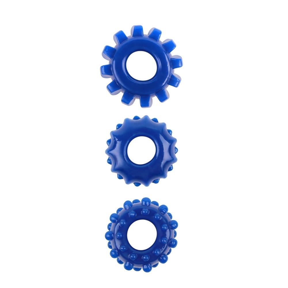 Набор эрекционных колец Chisa GK Power Cock Rings с рельефом, синие, 3 шт.