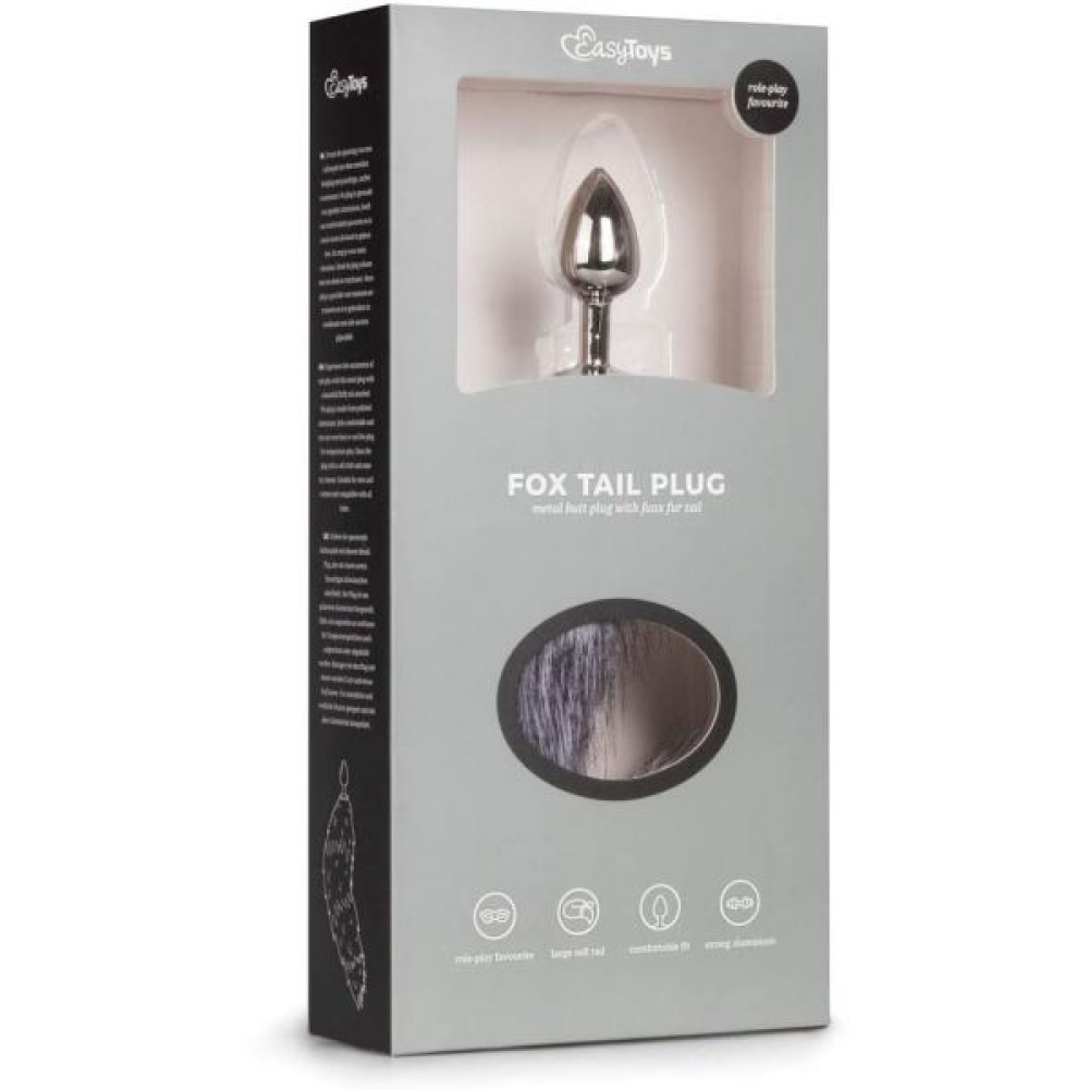 Анальная пробка с серым хвостиком EasyToys Fox Tail Plug ,S