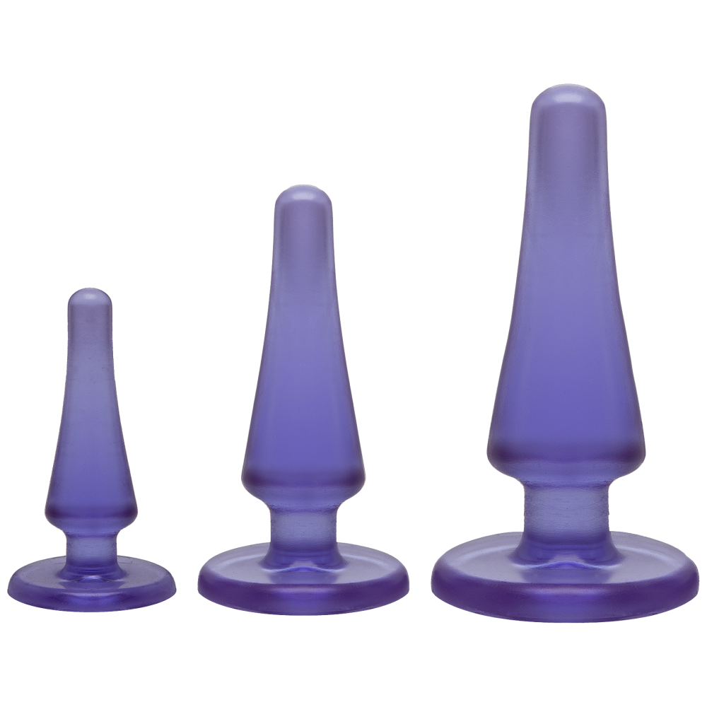 Набор анальных пробок Doc Johnson Crystal Jellies Anal - Purple, макс. диаметр 2см - 3см - 4см