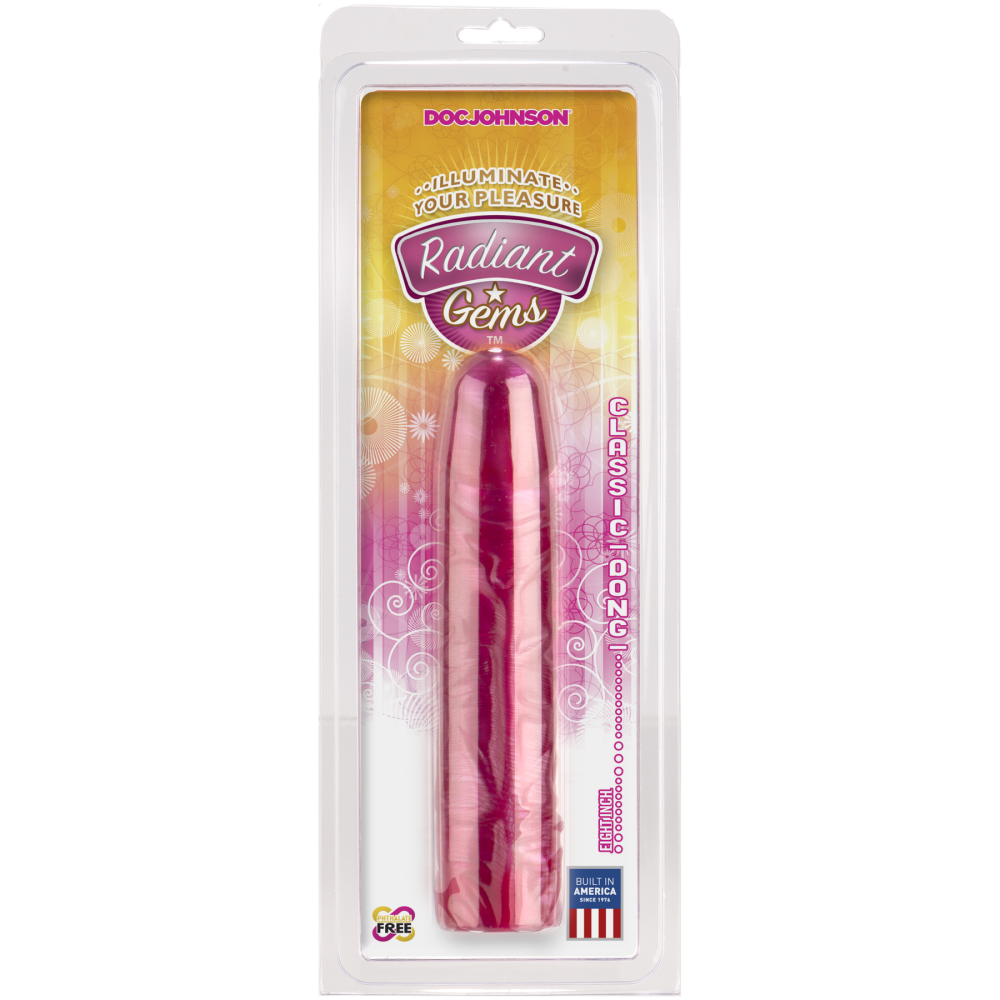 Фаллоимитатор Doc Johnson Radiant Gems 8 Inch Fuchsia, диаметр 4,3см, антибактериальный ПВХ